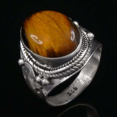 ***LAST ONE !!!***  Irresistible !!! Genuine TIGER'S EYE  Size 7 3/4 ( P 1/2 )