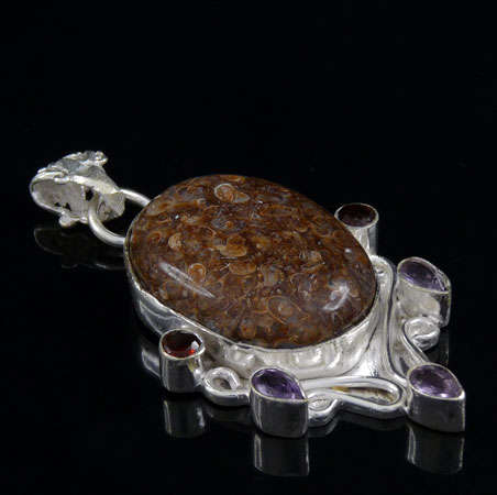 STUNNING !!! NATURAL OCEAN JASPER SILVER PENDANT