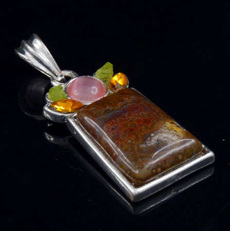 STUNNING !!! NATURAL OCEAN JASPER SILVER PENDANT