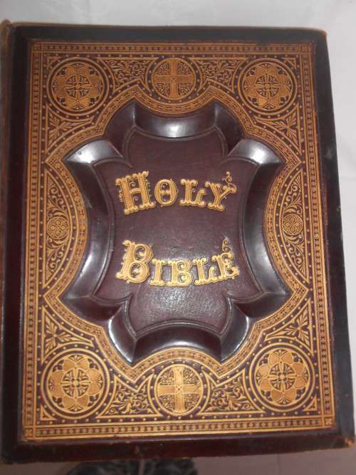 Antique Family Bible (1870's) : Leather-bound Featuring Harper and Rippon Families