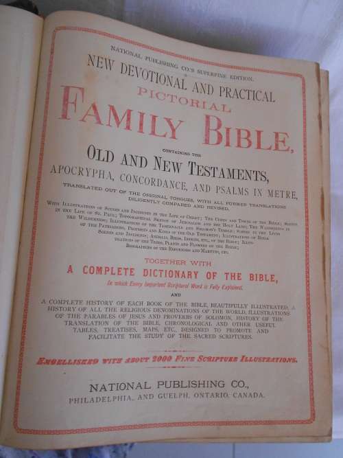 Antique Family Bible (1870's) : Leather-bound Featuring Harper and Rippon Families