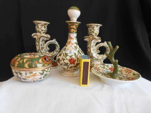 Beautiful Vintage 7 piece, Gilt Edged, Floral Dressing Table Set : Great Condition