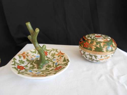 Beautiful Vintage 7 piece, Gilt Edged, Floral Dressing Table Set : Great Condition