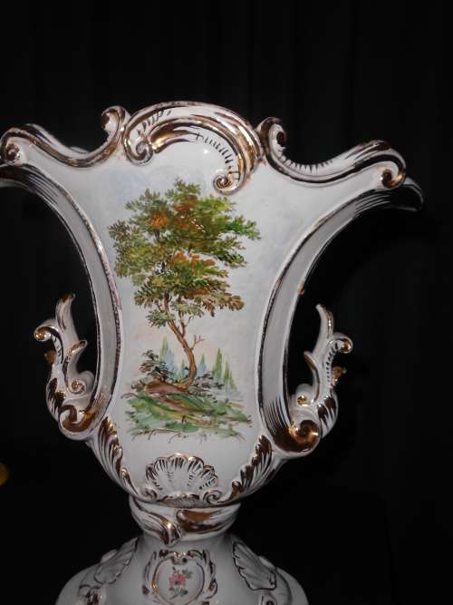 Beautiful, Large, Vintage Capodimonte Vase : Country Scene