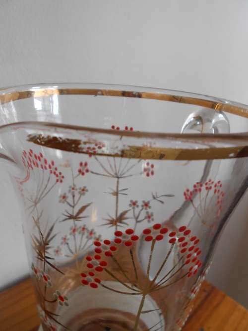 1940's Vintage Set, Gilt-Edged Water Jug and 5 Matching Tumblers : Great Condition