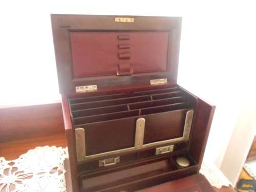 Rare, Antique, Victorian, Rosewood Writing Slope/Desktop Stationery Cabinet