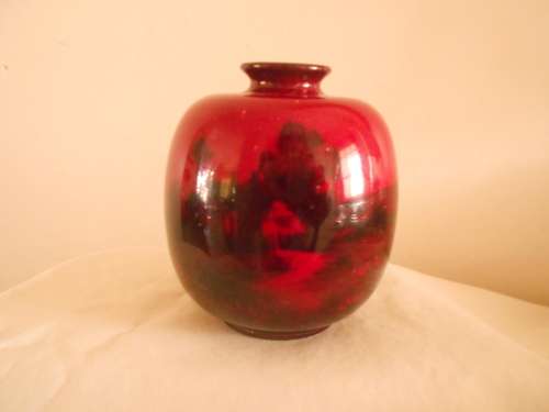 Lovely Royal Doulton "Flambe" Specimen/Cabinet vase with country scene : Hard to find