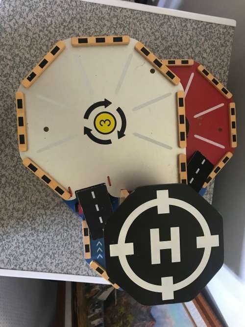 Childs Wooden Toy Parking Garage/Helipad : With Lift : Very well made