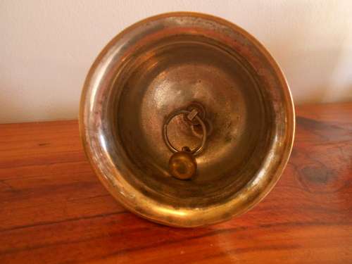 Vintage Heavy Brass hand-held HINDU TEMPLE BELL, Hanuman, Crisp Sound,Gd Condtion