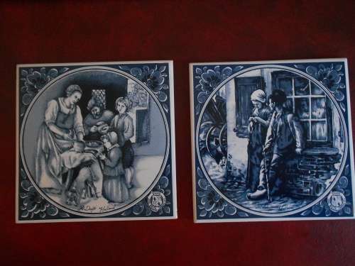 Pair of Beautiful DELFT TILES (Oude Molen Fabriek) in "as new" condition : Price is for the Pair