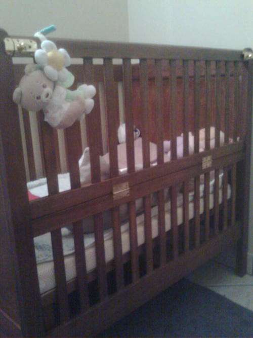 Handcrafted baby cot - Rhodesian teak  REDUCED PRICE
