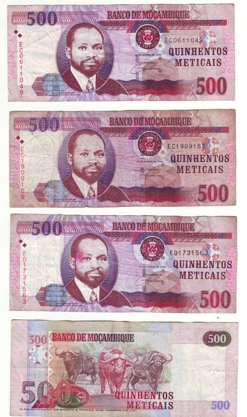 MOZAMBIQUE YEAR 2006 - 2000 METICAIS IN 4 x 500 METICAIS NOTES