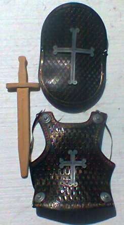 KNIGHTS BREAST PLATE SHIELD AND WOODEN SWORD