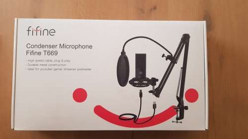 Fifine T669 Cardioid USB Condensor Microphone Arm Desk Mount Kit - Black