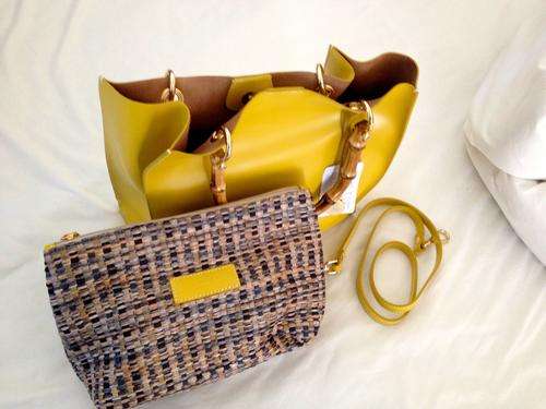 A'biddikkia Genuine Italian Leather Handbag with matching smaller clutch bag.