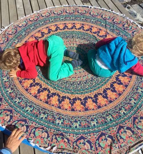 Round Beach Towel with Terry backing, Roundie, Yoga Towel, Table Cloth,