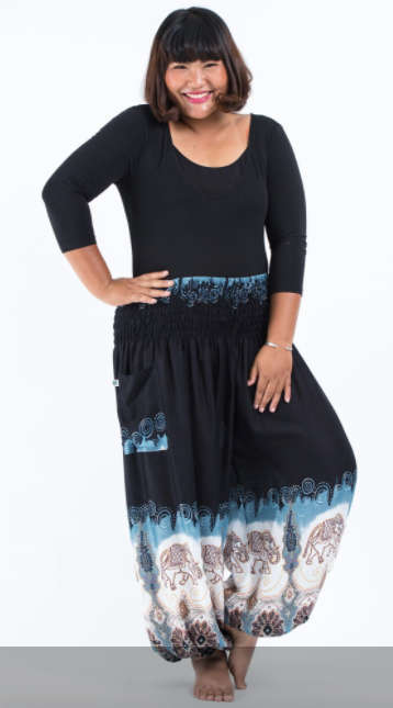 Size 38/40 Large Harem pants, Funky Thai Pants, Beach, Aladdin pant, summer Hippy, elastic waist,