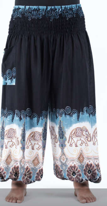 Size 38/40 Large Harem pants, Funky Thai Pants, Beach, Aladdin pant, summer Hippy, elastic waist,