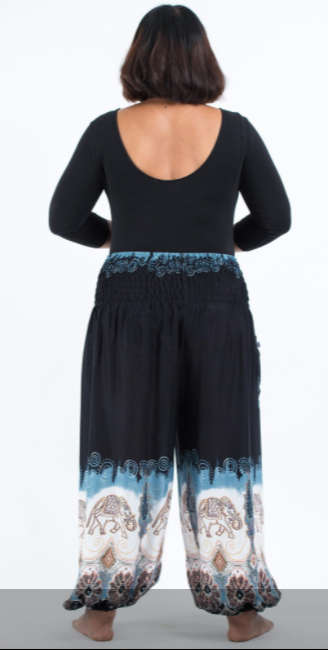 Size 38/40 Large Harem pants, Funky Thai Pants, Beach, Aladdin pant, summer Hippy, elastic waist,