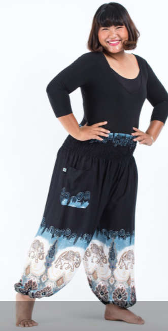Size 38/40 Large Harem pants, Funky Thai Pants, Beach, Aladdin pant, summer Hippy, elastic waist,
