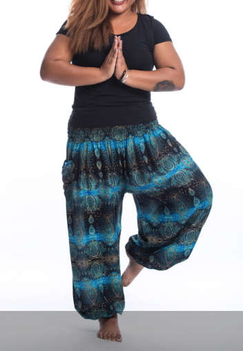 Size L/XL Large Harem pants, Funky Thai Pants, Beach, Aladdin pant, summer Hippy, elastic waist,