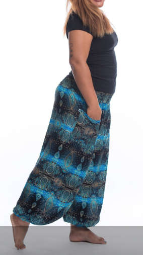 Size L/XL Large Harem pants, Funky Thai Pants, Beach, Aladdin pant, summer Hippy, elastic waist,