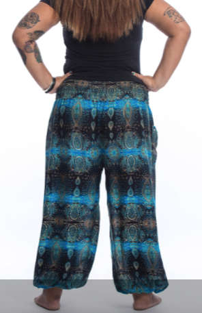 Size L/XL Large Harem pants, Funky Thai Pants, Beach, Aladdin pant, summer Hippy, elastic waist,