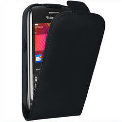 BLACKBERRY 9860 BLACK LEATHER FLIP CASE+FREE SCREEN PROTECTOR