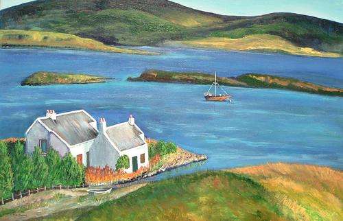 Island in the sun (760x510x18mm) acrylic canvas by Doreen Fourie