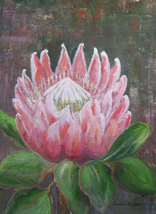 An original 230mmx300mm acrylic painting on a canvas sheet by Doreen Fourie