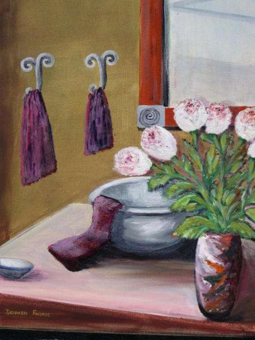 Bathroom scene 500x400x18 acrylic canvas by Doreen Fourie