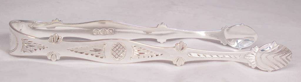 LOVELY GEORGE III SOLID SILVER BRIGHT CUT SUGAR SNIPS - WILLIAM BATEMAN!