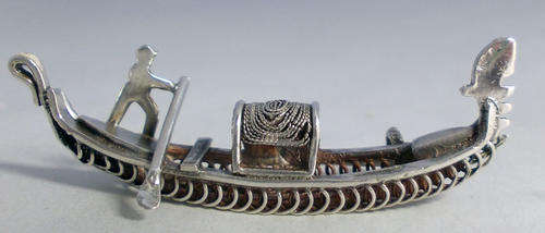 Miniature Filigree River Boat Brooch.
