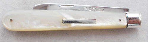 Hallmarked Sterling Silver Fruit Knife With Mother Of Pearl Handle Covers