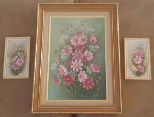 Trio of Original Signed Acrylic/Oil Cosmos Paintings