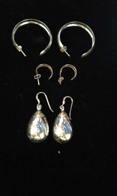 Stunning Set of 3 pairs of Sterling Silver Earrings