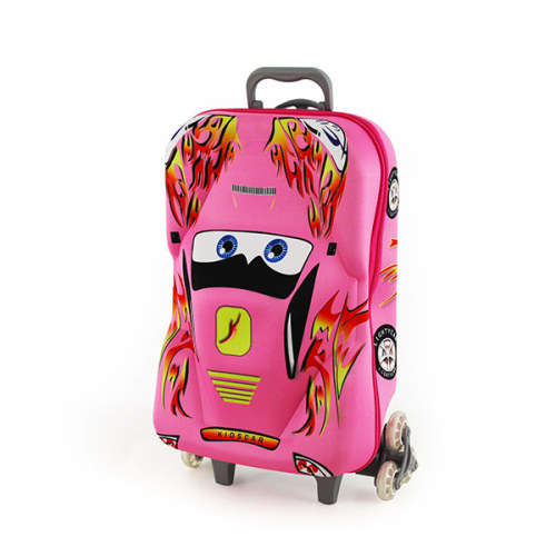 Kids - Backpack Trolley bag - 3D Car Pink