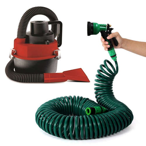 Black Series Car Vacuum - Wet and Dry &  Coiled Retractable Hose - 15m  combo