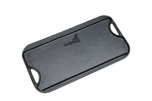 Cast Iron Griddle Pan + Cast Iron Square Skillet Pan Red / orange / grey / blue