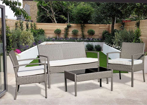 Rattan Miami -  4pc Grey/ Cream