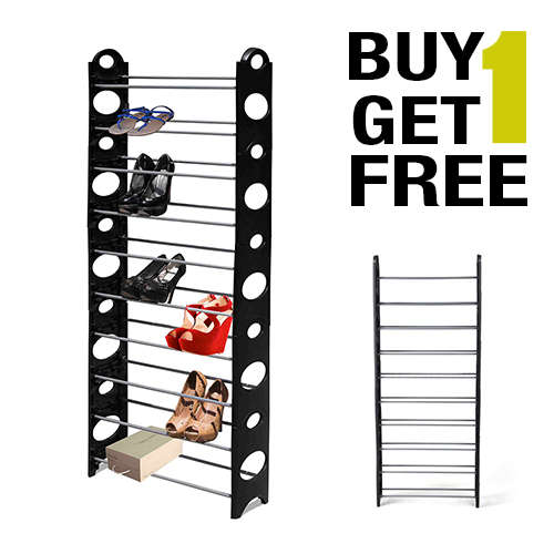 Shoe Rack 10 Tier -Black - BUY 1 GET 1 FREE