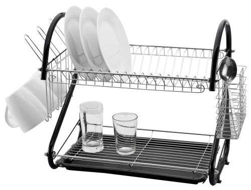 Fine Living Double Layer Dishrack - Carbon Black