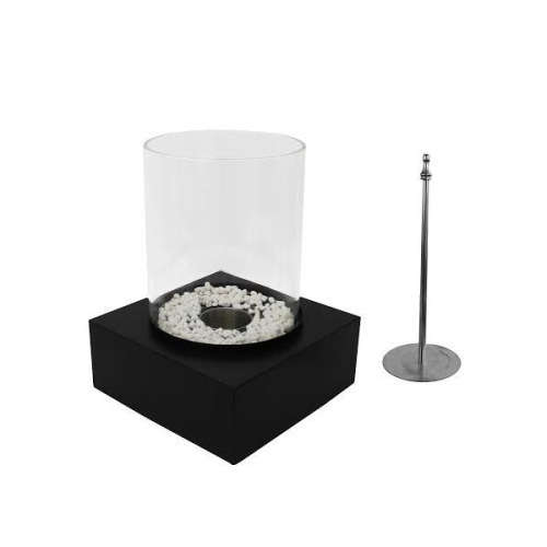 Ethanol Burner - Round with Stones -Black