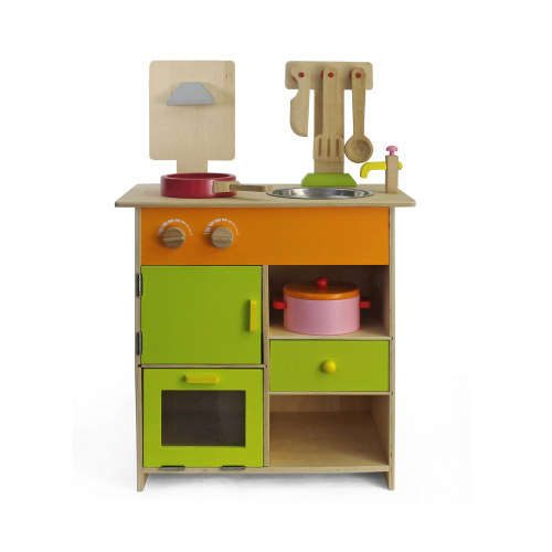 Jeronimo Wooden Kitchen - Green & Orange