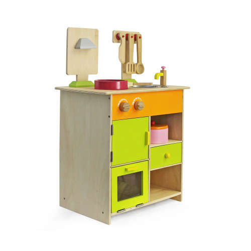 Jeronimo Wooden Kitchen - Green & Orange