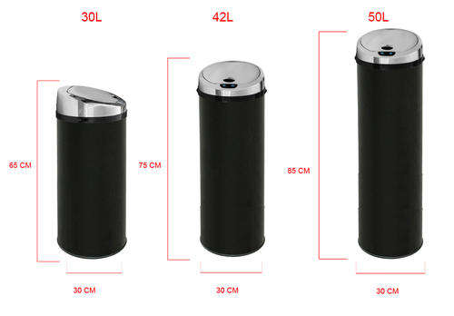 Sensor Dustbin Round 50ltr Black