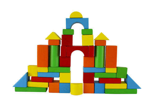 Toy - Wooden Castle Colourful Blocks