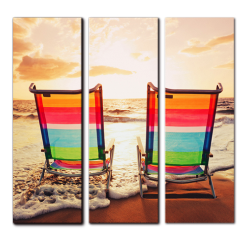 Canvas 'Paradise'  - deck chairs orange 3pce