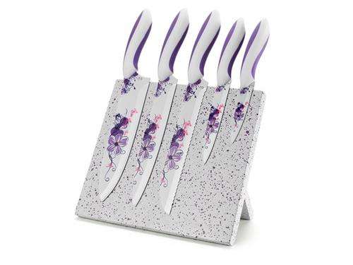 Knife Set - 6pcs Magnetic Flower Purple