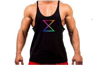 Protect Clothing Men's gym or bodybuilding  stringer vest - with hourglass logo